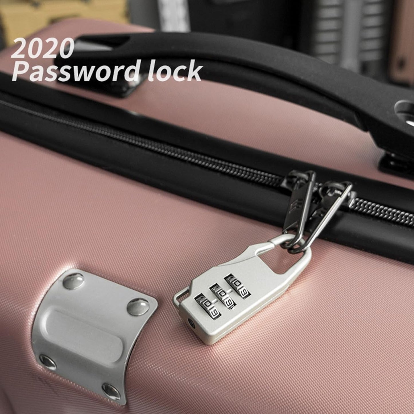 Travel Security Small Padlock with 3-Digit Code for Suitcases & Bags - Resettable Combination Lock (5.5x1.2x2.1cm, Silver)