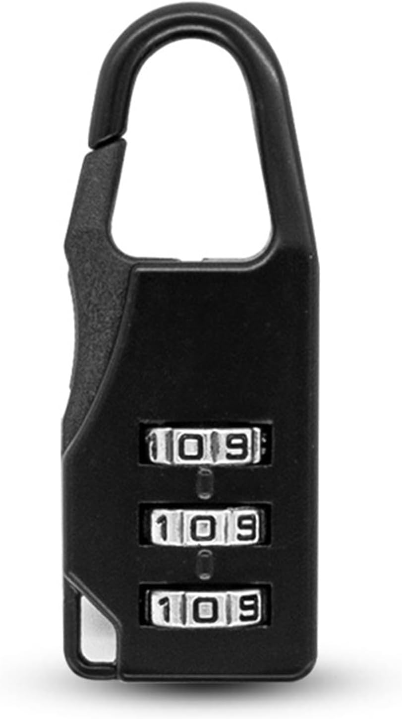 Travel Security Small Padlock with 3-Digit Code for Suitcases & Bags - Resettable Combination Lock (5.5x1.2x2.1cm, Silver)