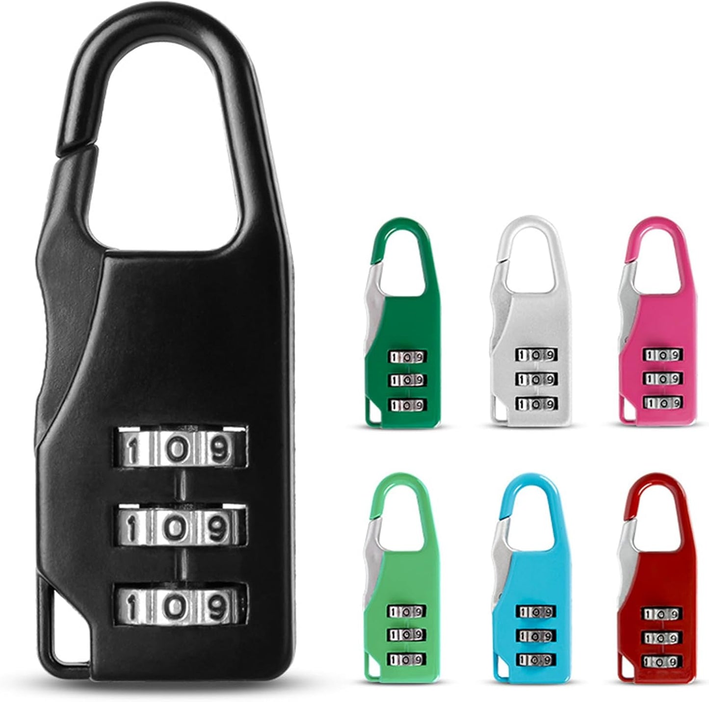 Travel Security Small Padlock with 3-Digit Code for Suitcases & Bags - Resettable Combination Lock (5.5x1.2x2.1cm, Silver)