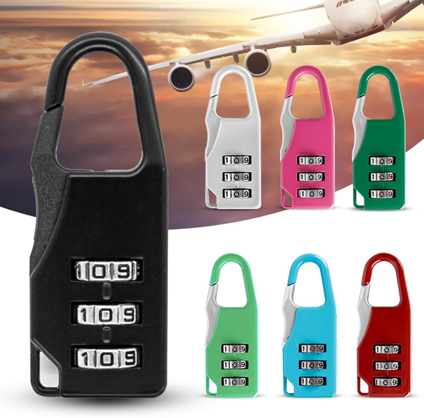 Travel Security Small Padlock with 3-Digit Code for Suitcases & Bags - Resettable Combination Lock (5.5x1.2x2.1cm, Silver)