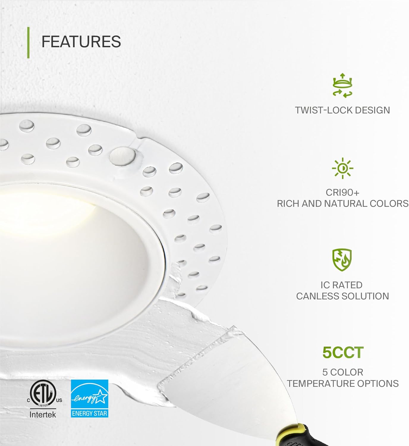 Trimless 2 Inch LED Recessed Lighting 15W Ceiling Light - Round Commercial Downlight (18-Pack)