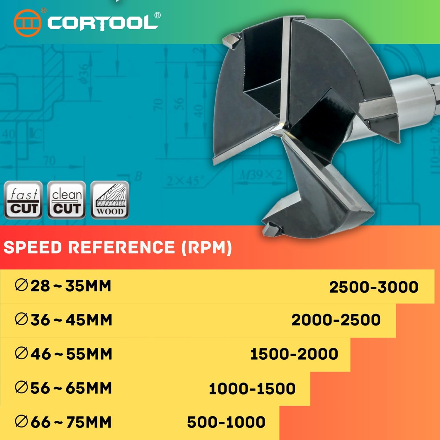 Triple-Flute Carbide Tipped 1 Inch Forstner Drill Bit for Woodworking - Ideal for Hard Wood, Soft Wood, Plywood, and Plastic