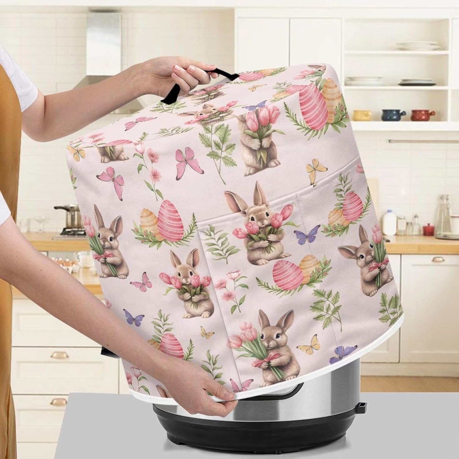 Tulips Floral Bunny Print Dust Cover for 3 Quart Instant Pot and Accessories