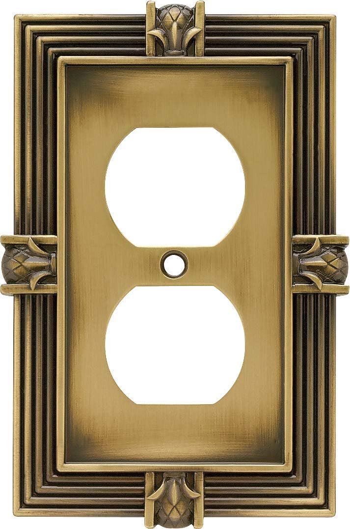Tumbled Antique Brass Pineapple Outlet Cover Wall Plate - Single Duplex Switch Plate - 1-Pack by Franklin Brass