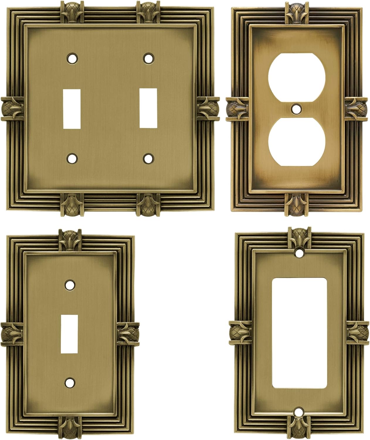 Tumbled Antique Brass Pineapple Outlet Cover Wall Plate - Single Duplex Switch Plate - 1-Pack by Franklin Brass