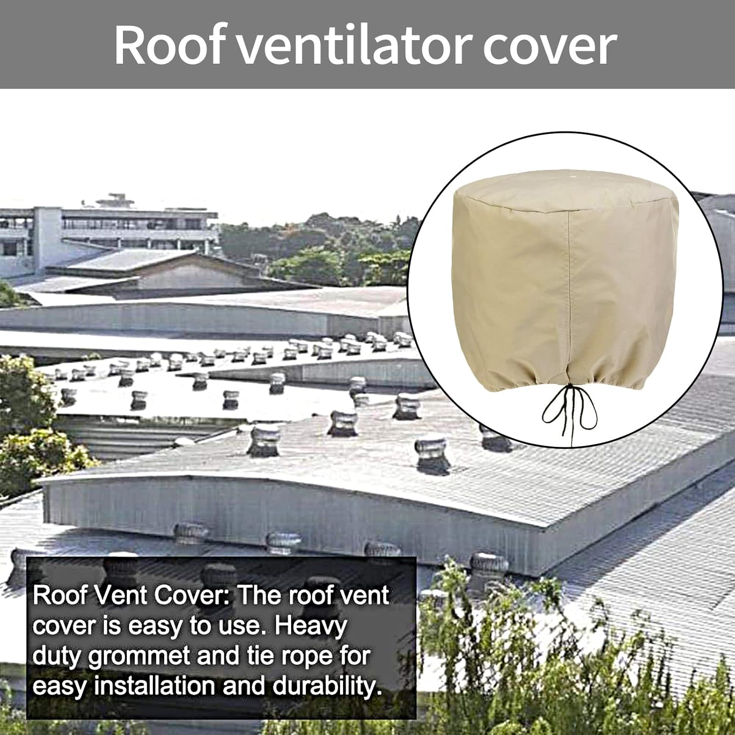 Turbine Roof Vent Cover Shield Canvas 20" x 20" 4Pcs - House Roof Turbine Hoods Protection