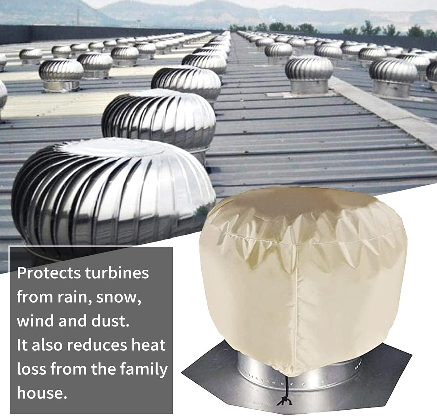 Turbine Roof Vent Cover Shield Canvas 20" x 20" 4Pcs - House Roof Turbine Hoods Protection