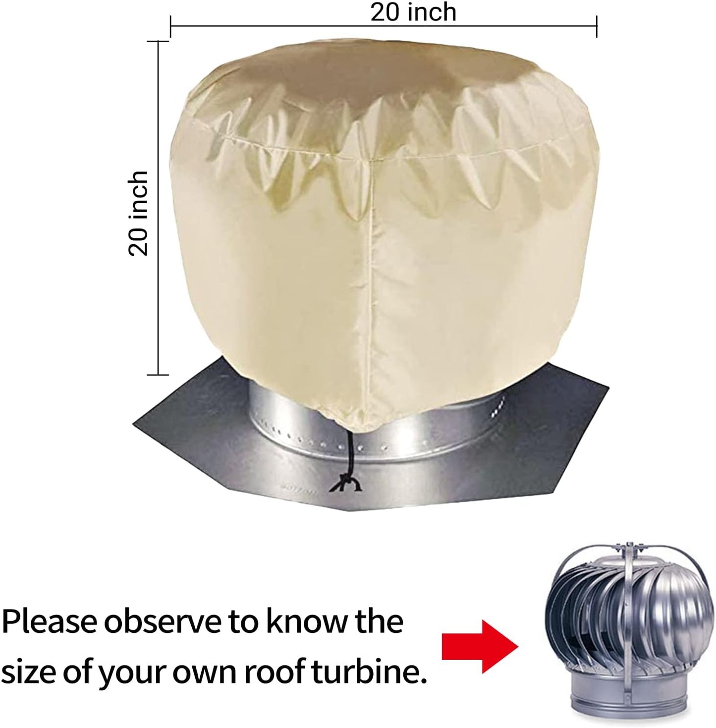 Turbine Roof Vent Cover Shield Canvas 20" x 20" 4Pcs - House Roof Turbine Hoods Protection