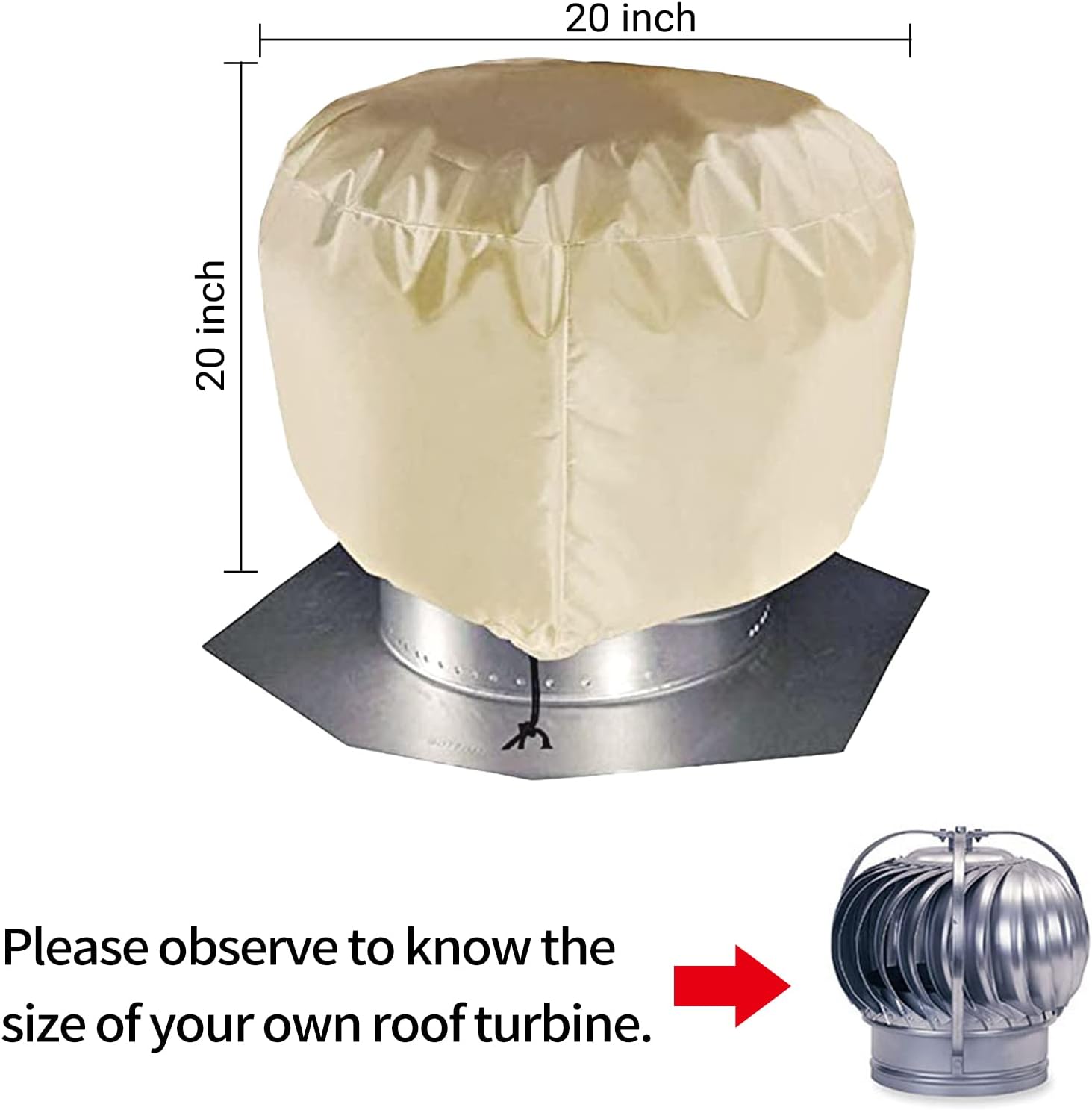 Turbine Roof Vent Cover Shield Canvas 20" x 20" 4Pcs - House Roof Turbine Hoods Protection