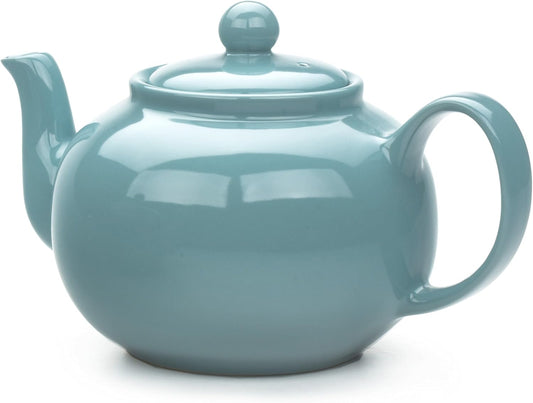 Turquoise Stoneware Teapot Collection by RSVP International, 42 oz, Microwave & Dishwasher Safe