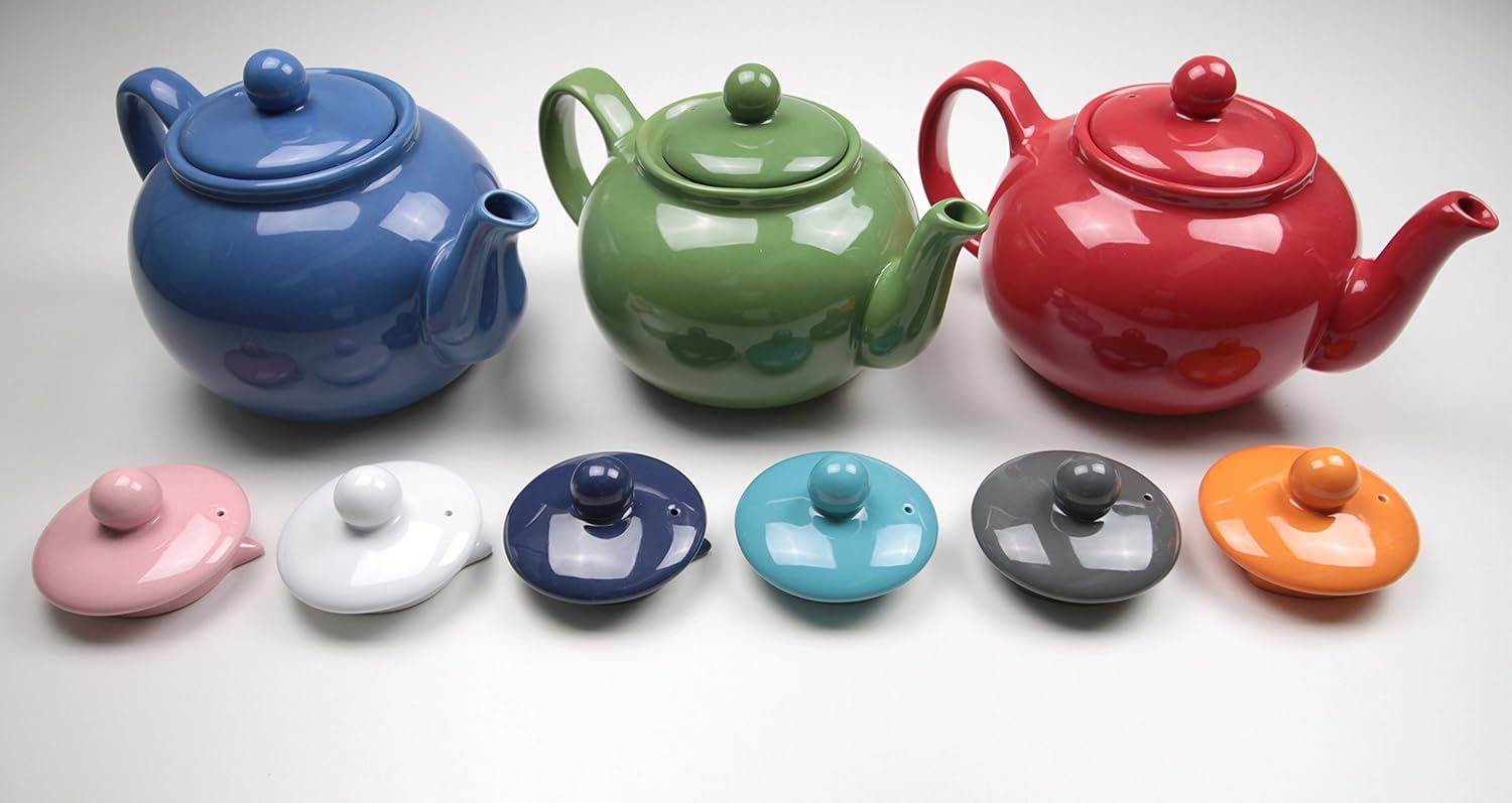 Turquoise Stoneware Teapot Collection by RSVP International, 42 oz, Microwave & Dishwasher Safe