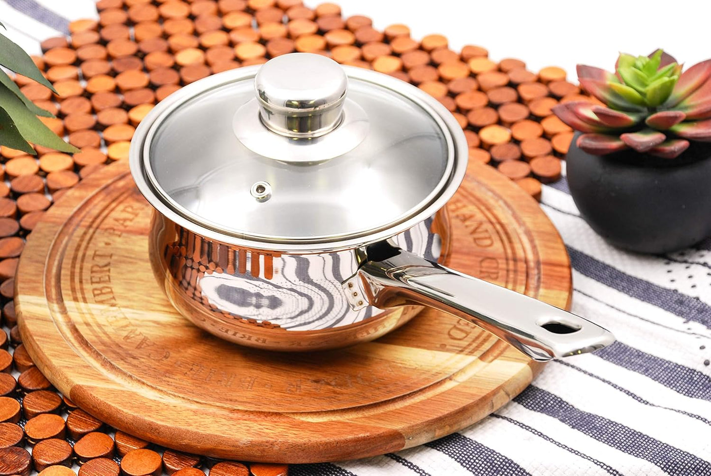 Tuxton Home Nevada Stainless Steel Cookware Set - 7 Piece, PFTE & PFOA Free, Induction Compatible, Freezer to Oven Safe