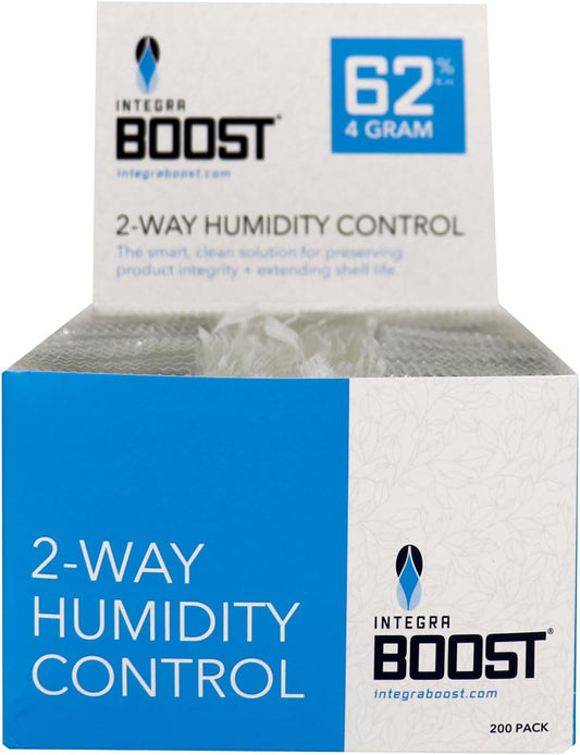 Two-Way Humidity Control Pack 4g - 62% RH Level - Includes Indicator Cards - Moisture Balancer for Food Storage & Herbs - Pack of 200