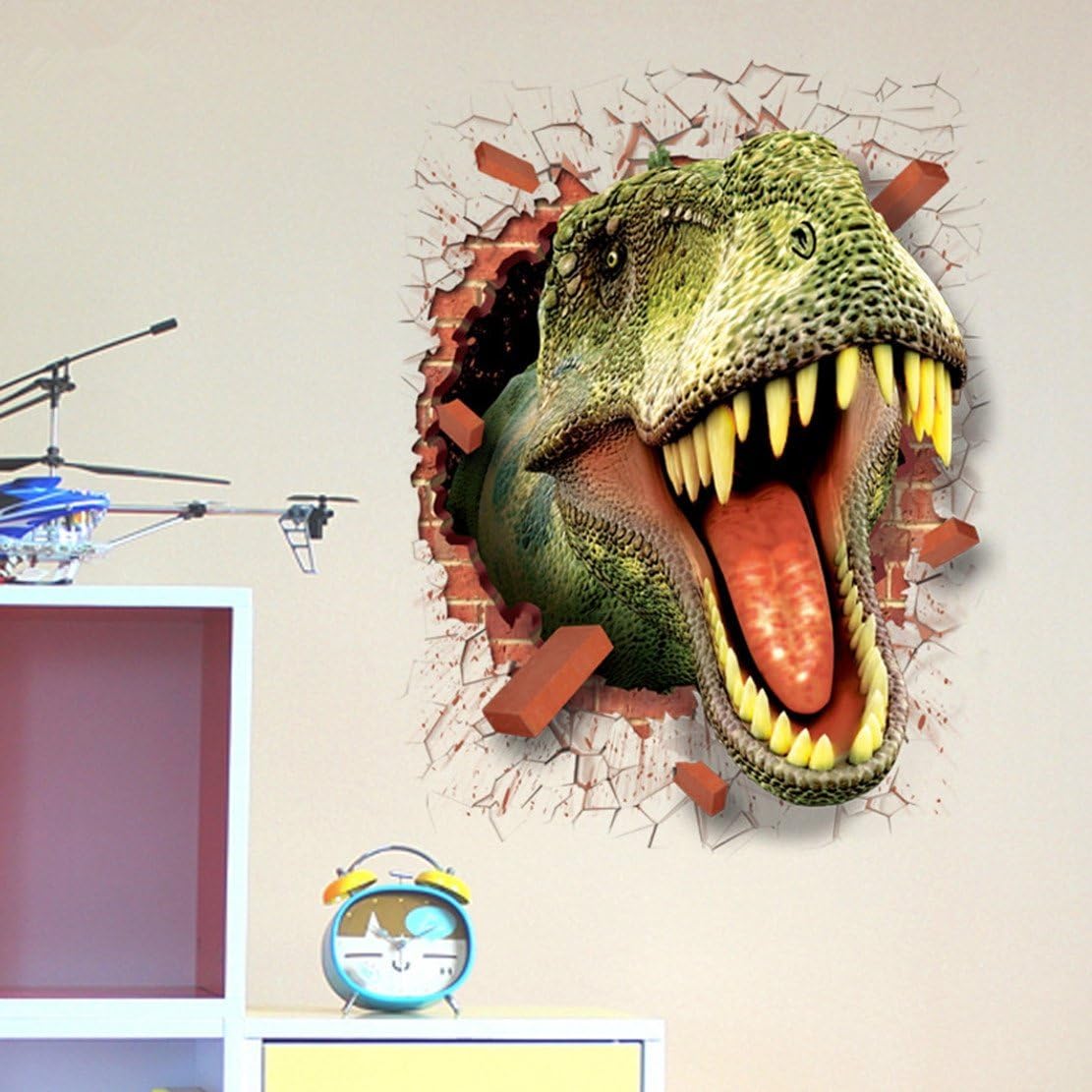 U-Shark® 3D Dinosaurs Opening Mouth Wall Sticker - Removable Vinyl Decal for Wall Art Decor (19.7" X 27.6")