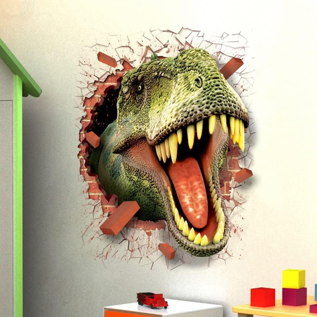 U-Shark® 3D Dinosaurs Opening Mouth Wall Sticker - Removable Vinyl Decal for Wall Art Decor (19.7" X 27.6")