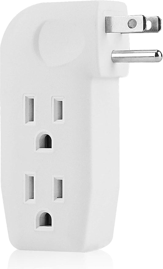 UL Listed 3 Way Outlet Vertical Wall Tap Splitter Adapter with 3 Prong Plug - Ideal for Furniture Placement, Durable Hard Plastic Design - 1 Pack