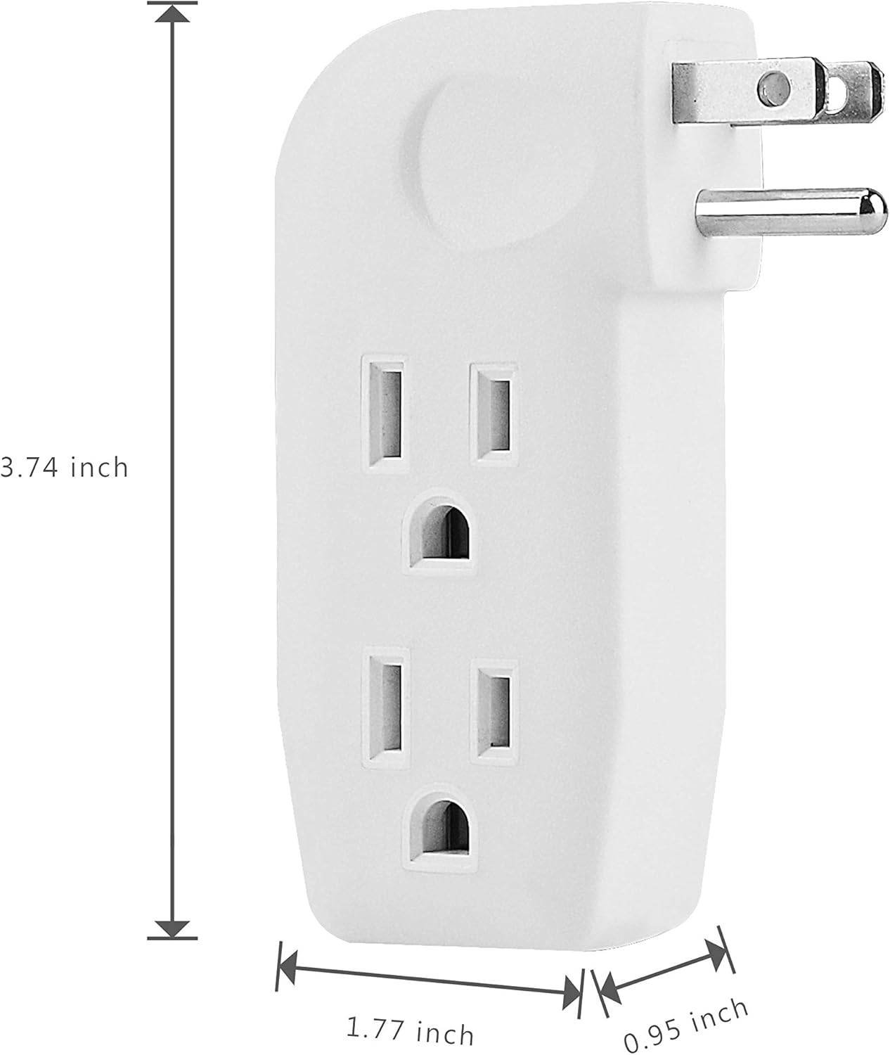 UL Listed 3 Way Outlet Vertical Wall Tap Splitter Adapter with 3 Prong Plug - Ideal for Furniture Placement, Durable Hard Plastic Design - 1 Pack