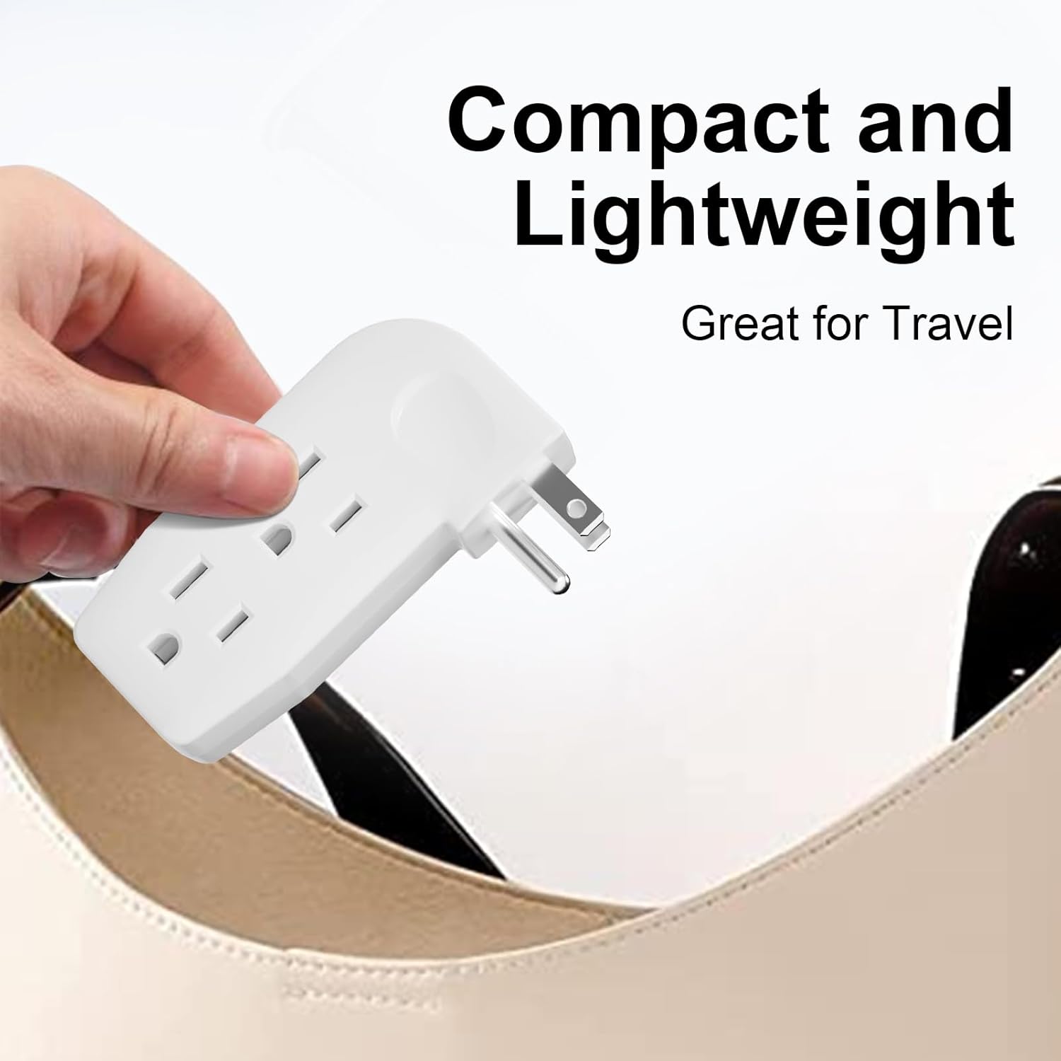 UL Listed 3 Way Outlet Vertical Wall Tap Splitter Adapter with 3 Prong Plug - Ideal for Furniture Placement, Durable Hard Plastic Design - 1 Pack