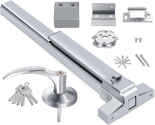 UL Listed Aluminum Door Push Bar Panic Exit Device with Roller Latch - Emergency Hardware for Doors - Panic Bar Lock for Exit Doors