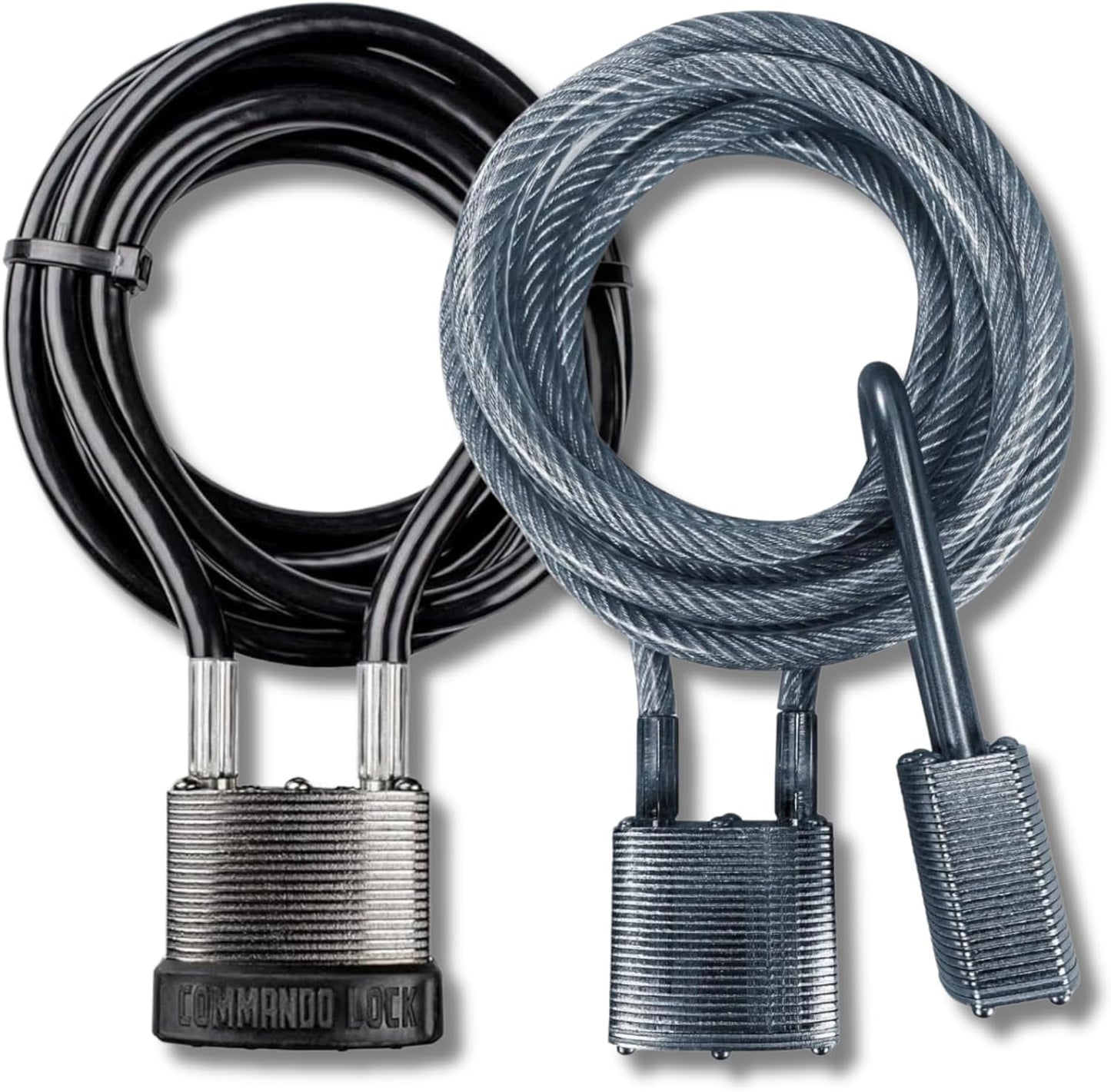 Ultimate Outdoor Security Bundle: Two 8 ft Steel Cable Locks & Padlocks - Keyed Alike for Versatile Protection
