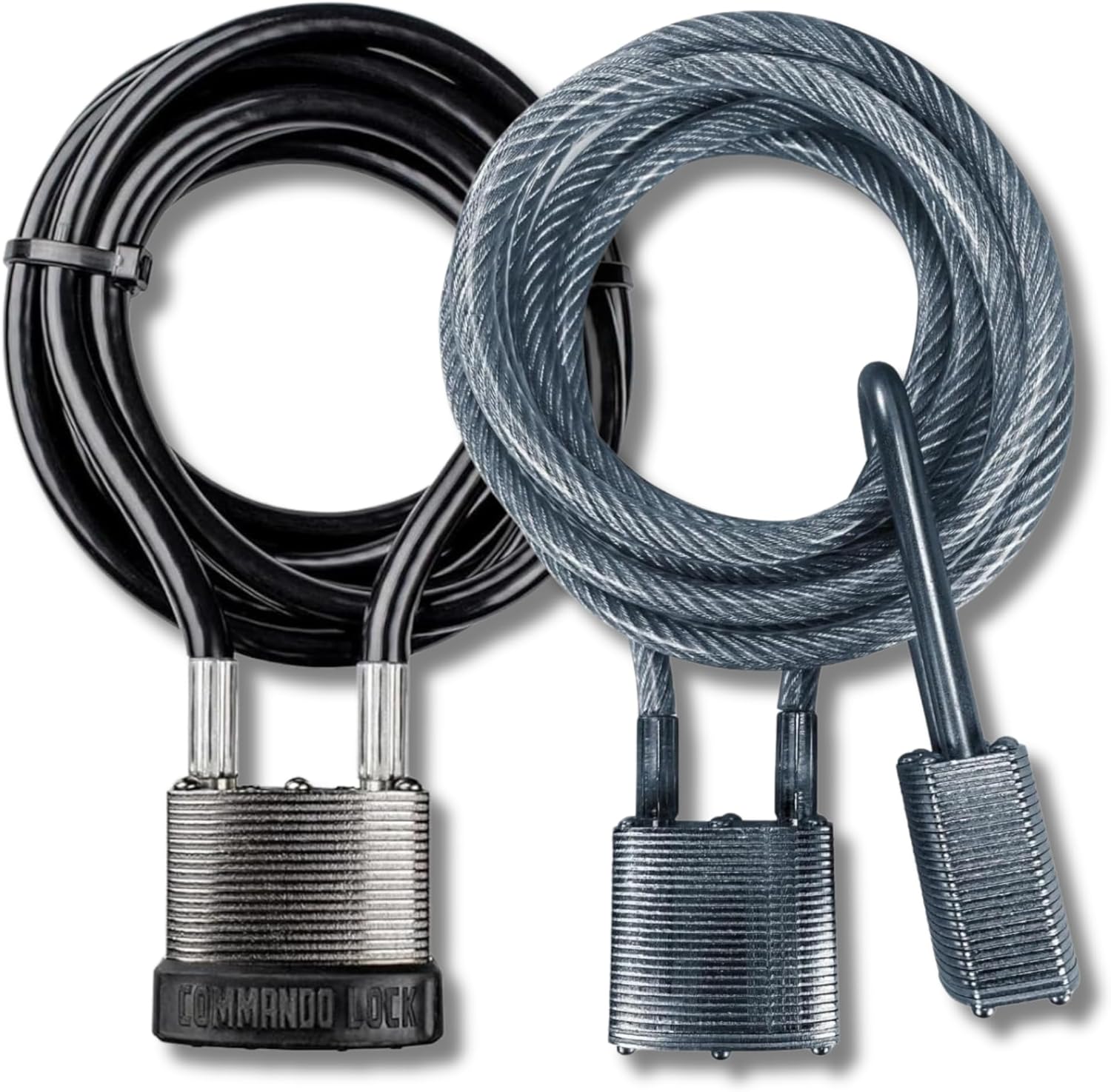 Ultimate Outdoor Security Bundle: Two 8 ft Steel Cable Locks & Padlocks - Keyed Alike for Versatile Protection
