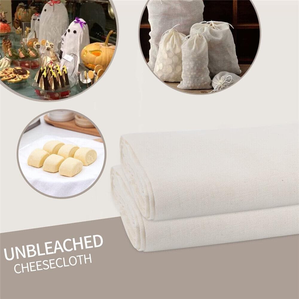 Ultra Fine Grade 100 Cheesecloth Bulk - 180 Sq Feet, Reusable 100% Unbleached Cotton Muslin Fabric - Ideal for Cooking, Straining, and Crafts
