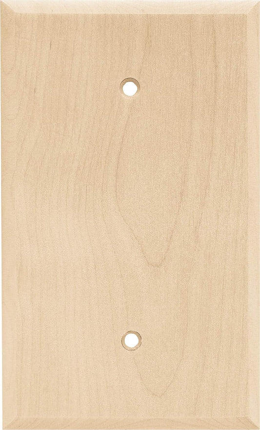 Unfinished Wood Square Blank Wall Plate Cover for Single Electrical Outlet - Franklin Brass W10402-UN-C