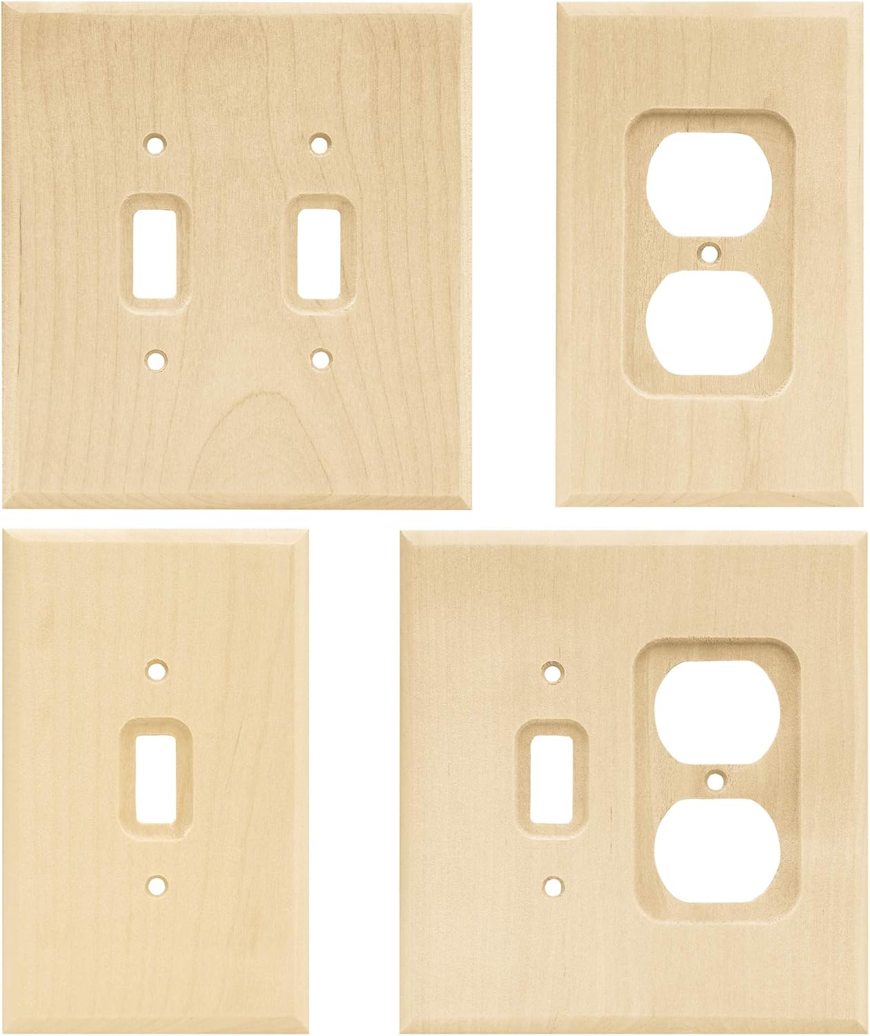 Unfinished Wood Square Blank Wall Plate Cover for Single Electrical Outlet - Franklin Brass W10402-UN-C