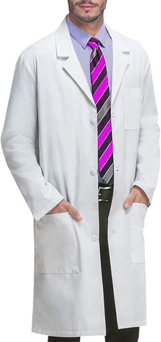 Unisex White Long Sleeve Lab Coat for Men and Women by VOGRYE - Professional Quality