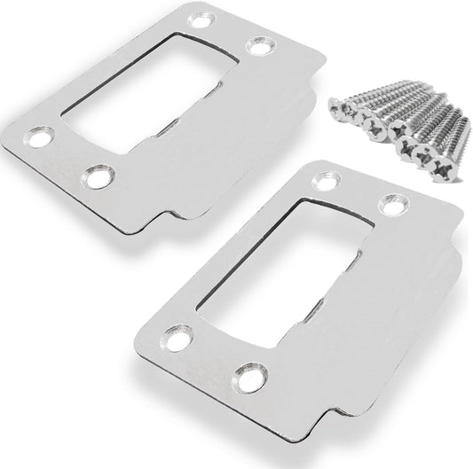 Universal 2-1/4" x 1-3/4" Door Latch Restorer Strike Plate Set - 2 Pack with 1" Screws - Satin Nickel