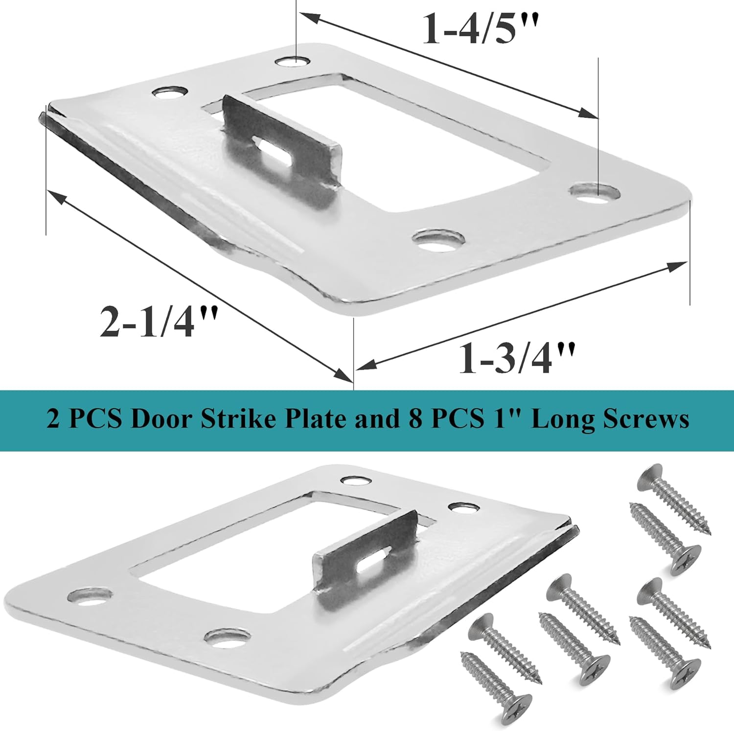 Universal 2-1/4" x 1-3/4" Door Latch Restorer Strike Plate Set - 2 Pack with 1" Screws - Satin Nickel