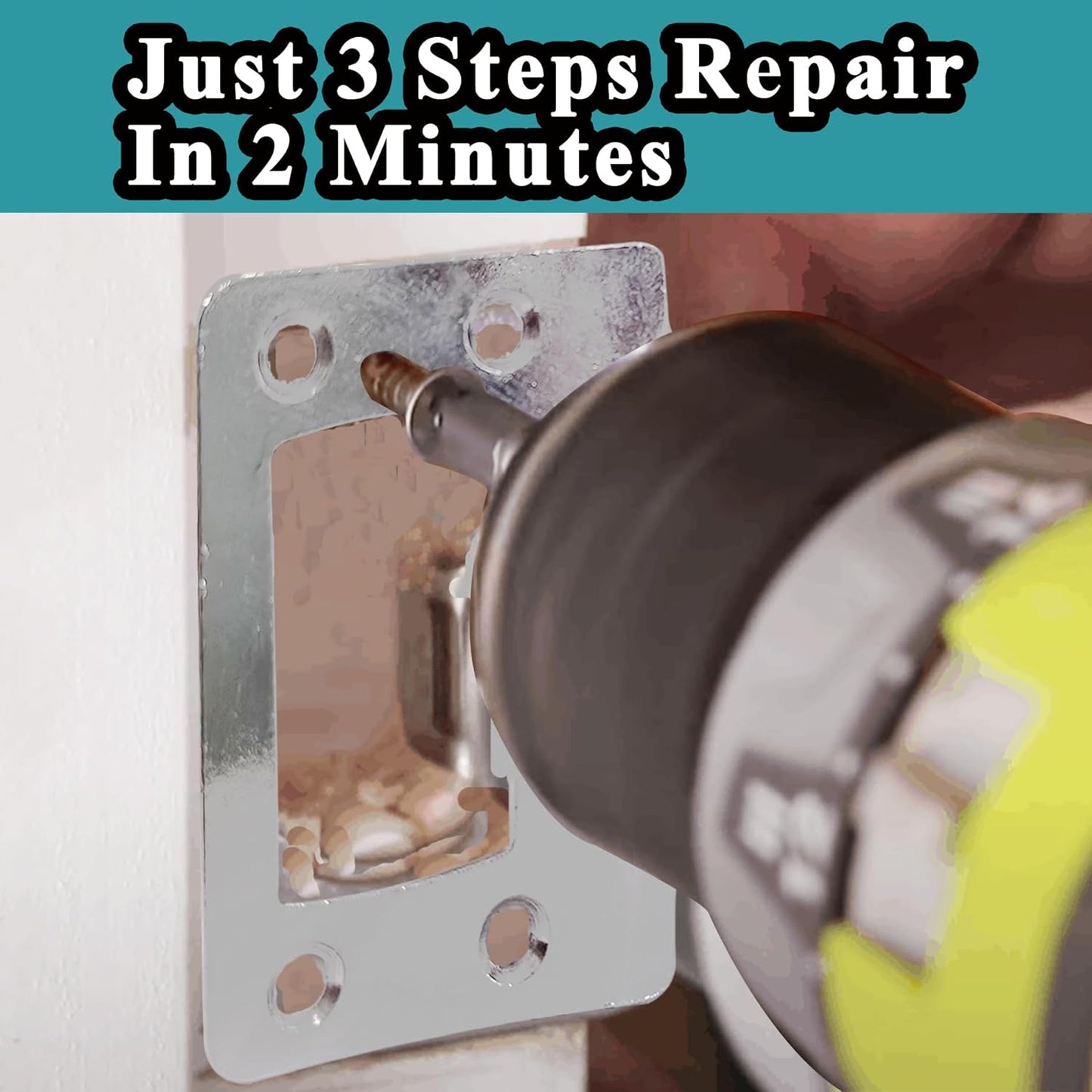 Universal 2-1/4" x 1-3/4" Door Latch Restorer Strike Plate Set - 2 Pack with 1" Screws - Satin Nickel