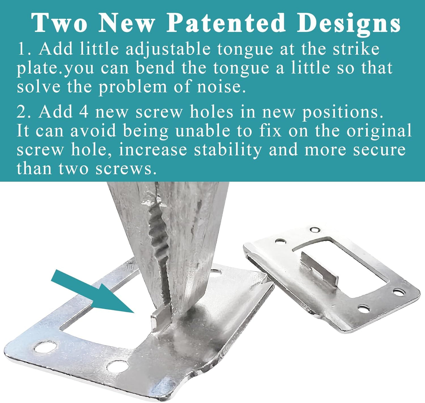 Universal 2-1/4" x 1-3/4" Door Latch Restorer Strike Plate Set - 2 Pack with 1" Screws - Satin Nickel