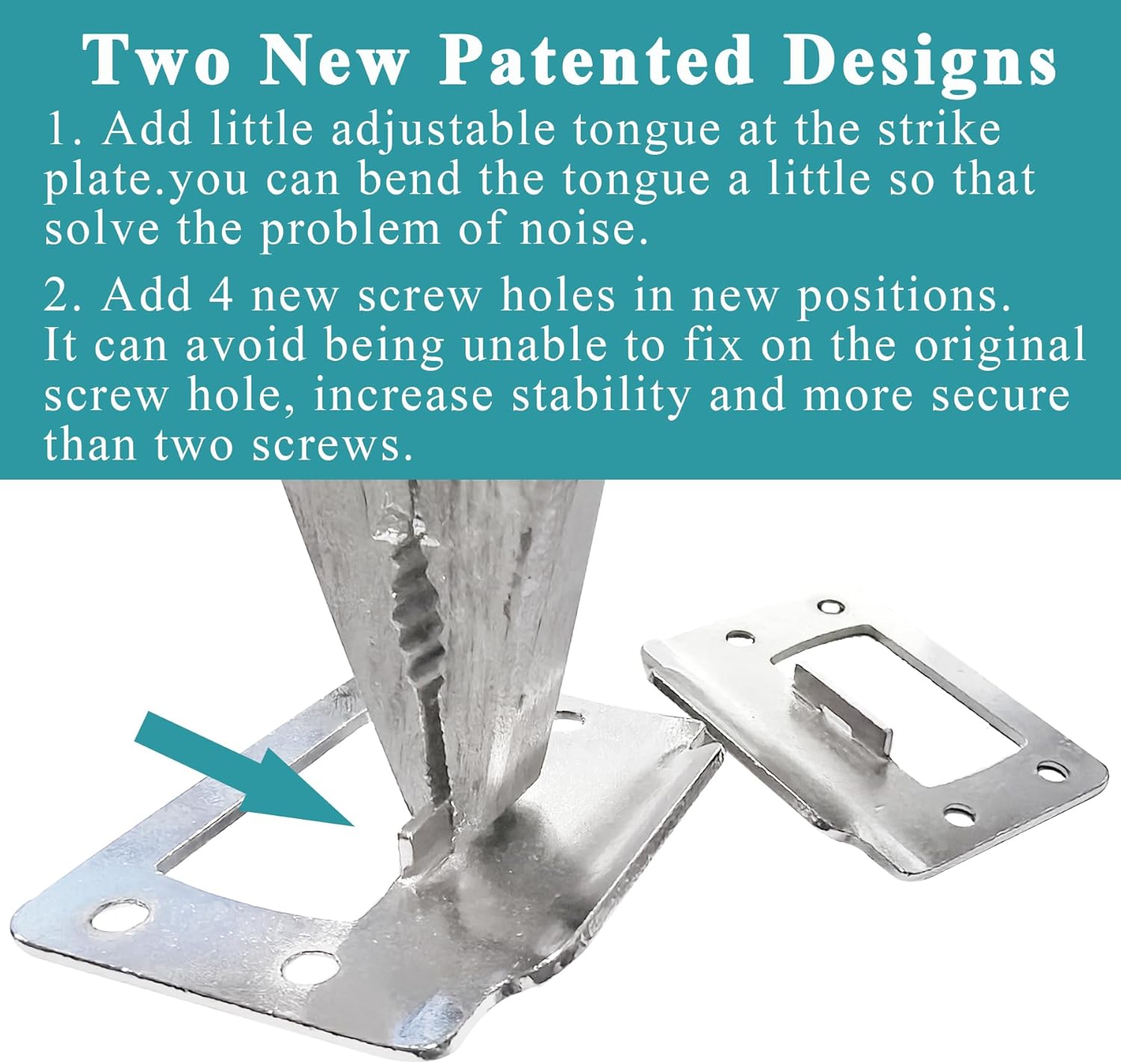 Universal 2-1/4" x 1-3/4" Door Latch Restorer Strike Plate Set - 2 Pack with 1" Screws - Satin Nickel