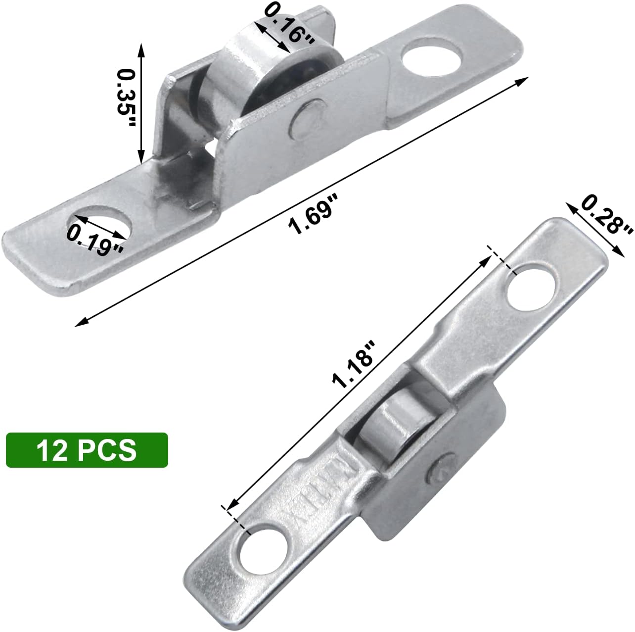 Universal 3/8 inch Push-Pull Sliding Window Roller Metal Wheels - 12 Pack - Ideal for Windows, Cabinets, Doors - DIY Work