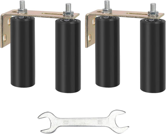 Universal Adjustable Heavy Duty 6" Gate Roller Guide 2 Pack with L-Bracket for Sliding Gates - Black Sliding Door Hardware Kit - WildKart