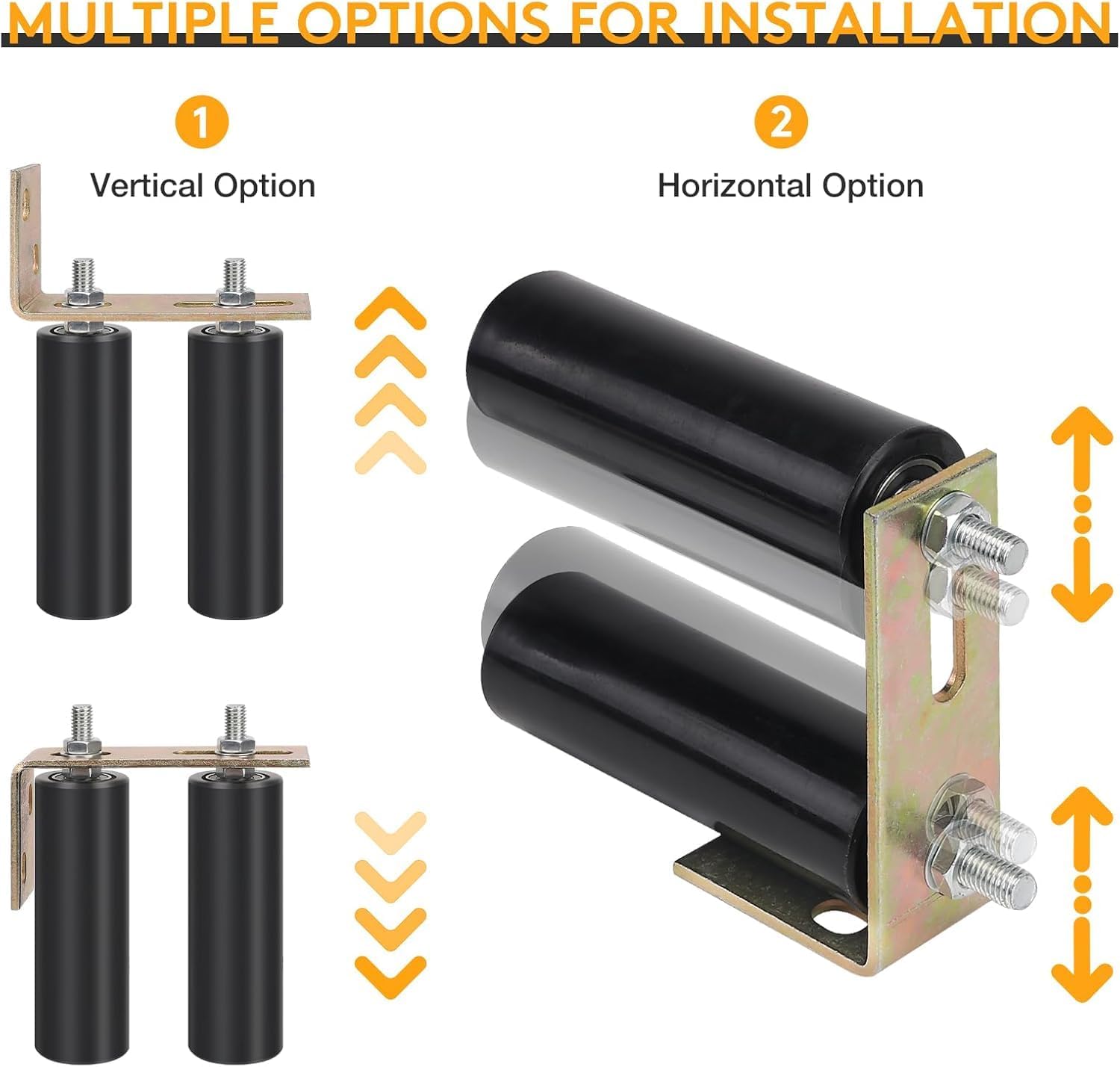 Universal Adjustable Heavy Duty 6" Gate Roller Guide 2 Pack with L-Bracket for Sliding Gates - Black Sliding Door Hardware Kit - WildKart