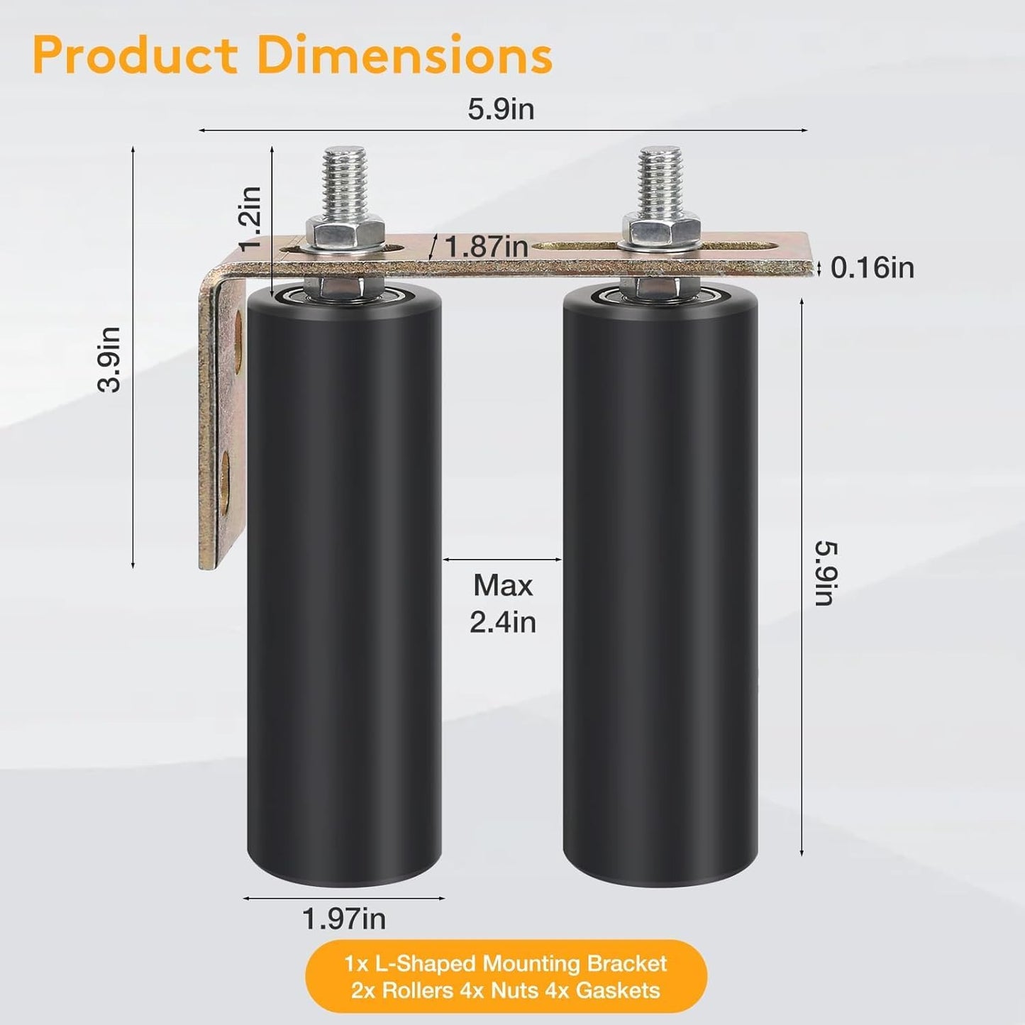 Universal Adjustable Heavy Duty 6" Gate Roller Guide 2 Pack with L-Bracket for Sliding Gates - Black Sliding Door Hardware Kit - WildKart