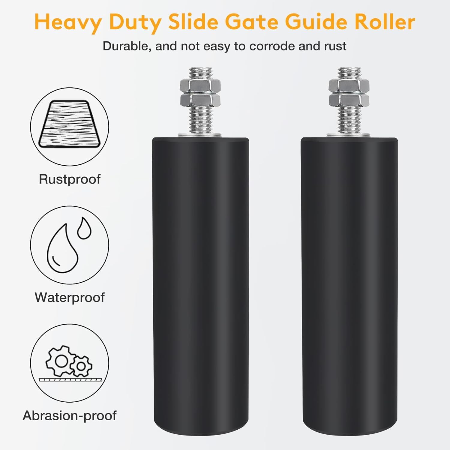 Universal Adjustable Heavy Duty 6" Gate Roller Guide 2 Pack with L-Bracket for Sliding Gates - Black Sliding Door Hardware Kit - WildKart