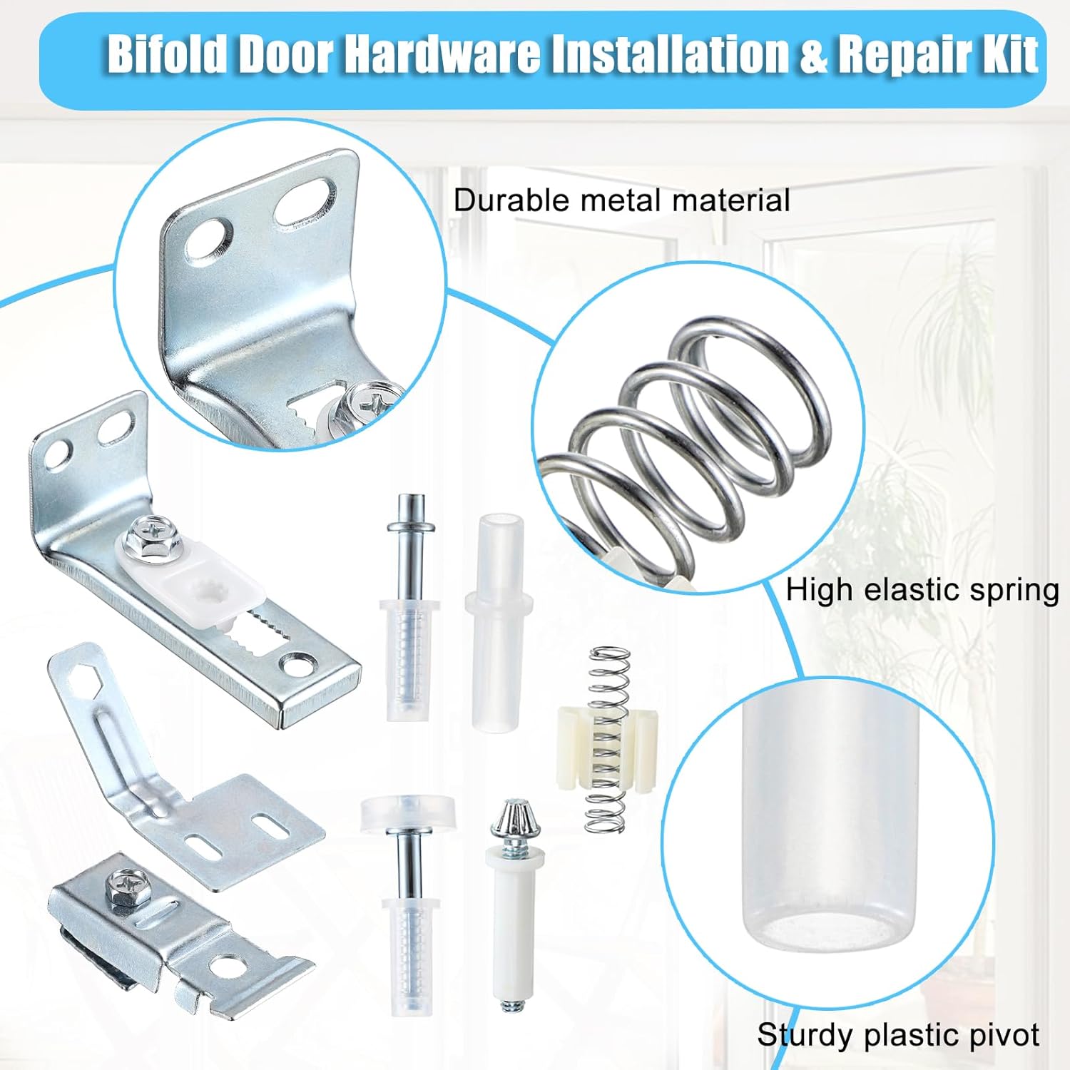 Universal Bifold Sliding Closet Door Hardware Repair Kit - 2 Pack - Replacement Parts and Accessories