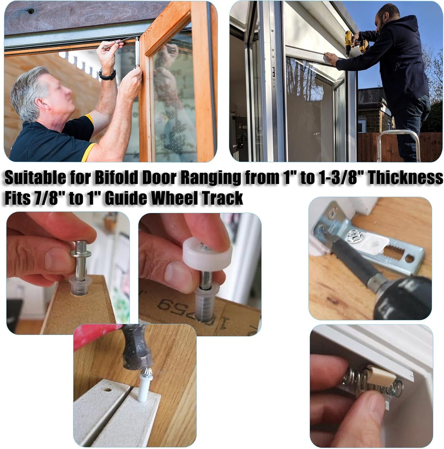 Universal Bifold Sliding Closet Door Hardware Repair Kit - 2 Pack - Replacement Parts and Accessories