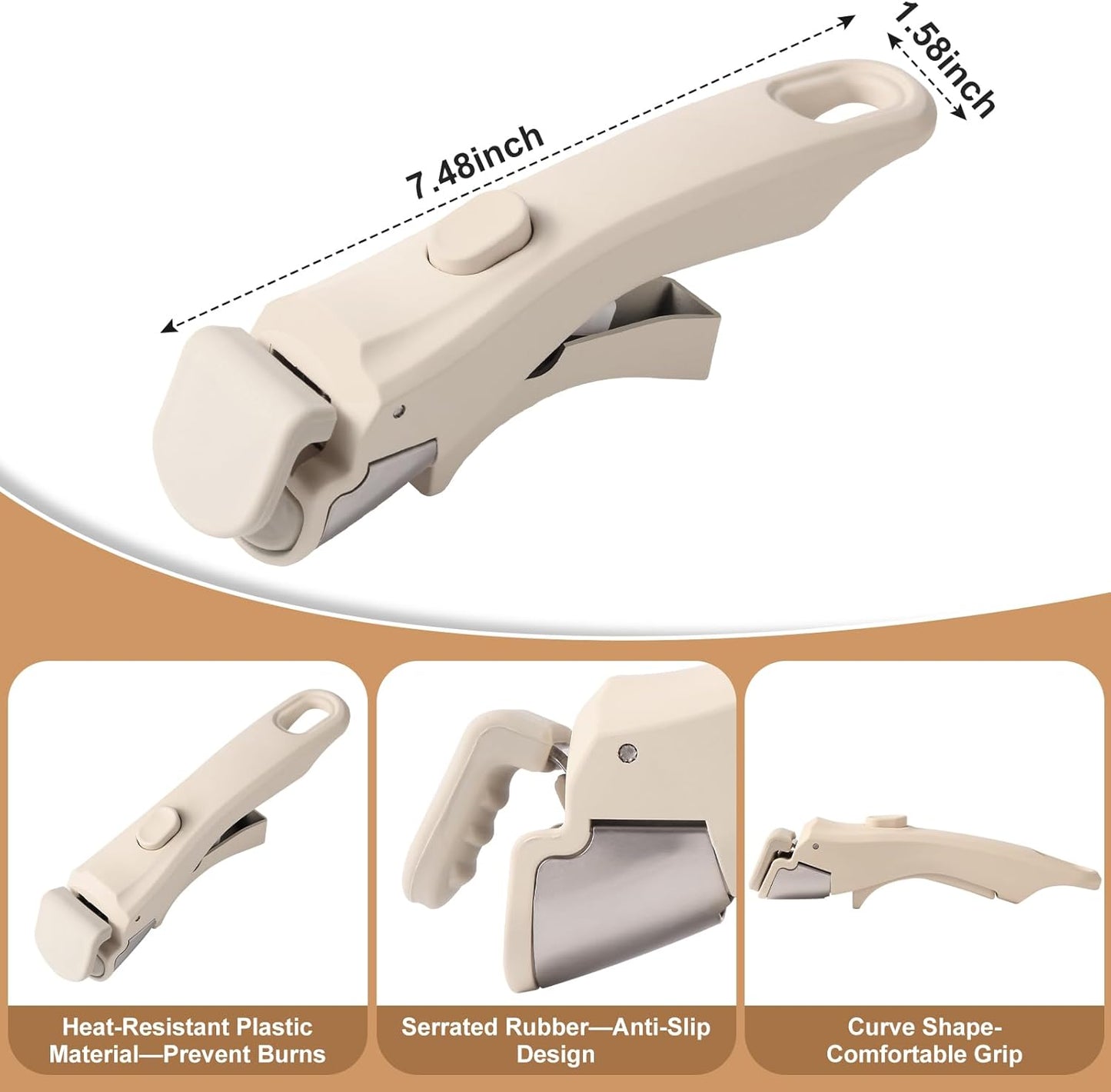 Universal Cream White Removable Pot and Pan Handle - Detachable Cookware Handle Replacement for Kitchen Pots and Pans