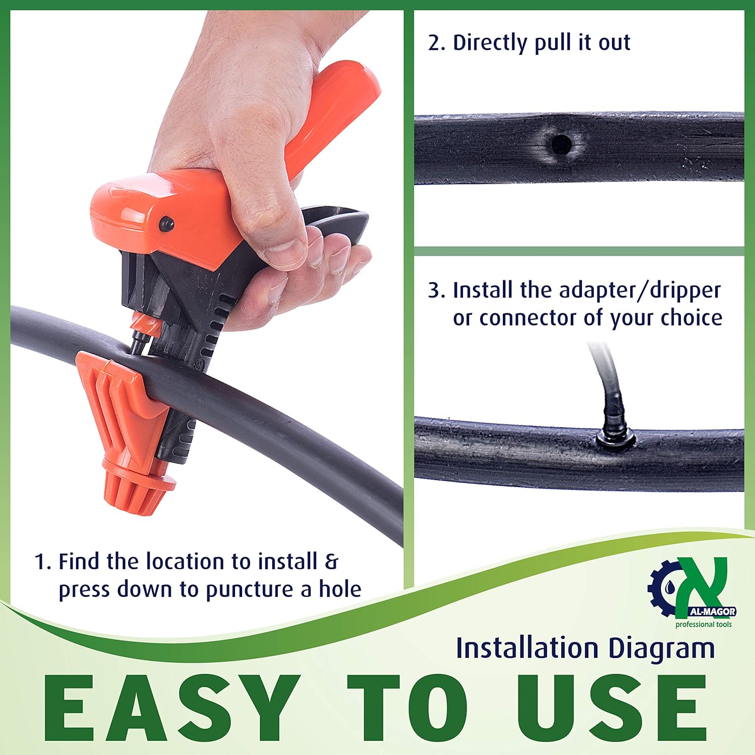 Universal Drip Irrigation Hole Punch Tool for Tubes 16-32mm - Spiral Operation Puncher for Drippers, Connectors, Sprinklers & Pipes