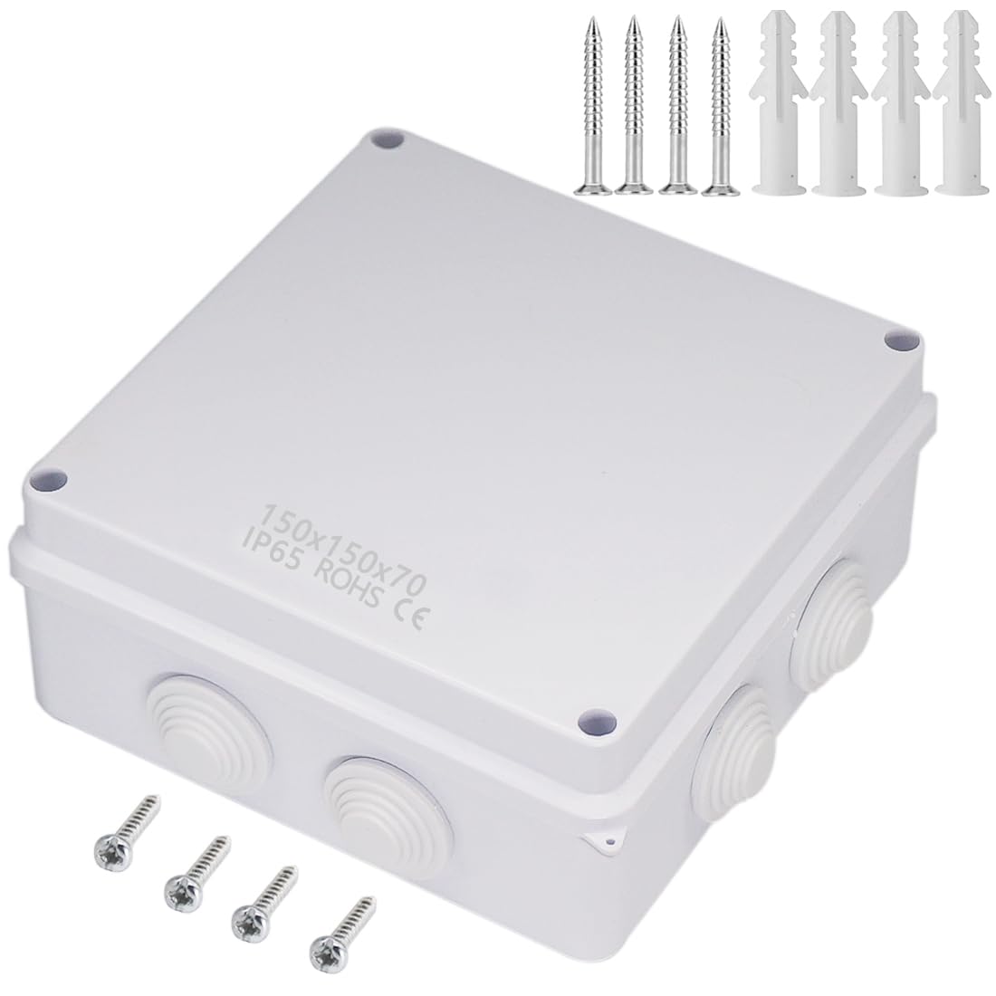 Universal Electrical Project Enclosure White ABS Plastic Junction Box IP65 Waterproof Dustproof 5.9 x 5.9 x 2.8 inch