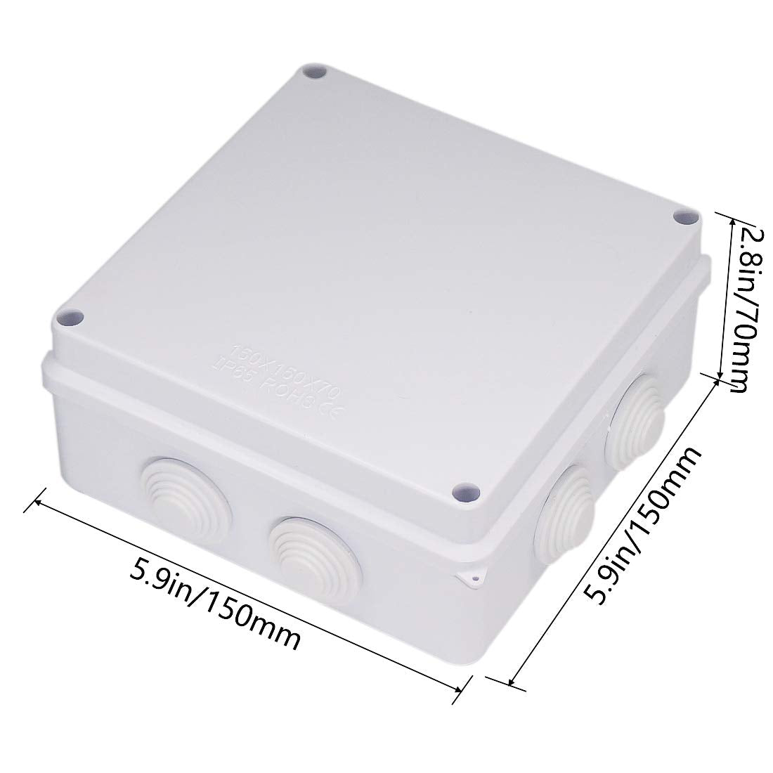 Universal Electrical Project Enclosure White ABS Plastic Junction Box IP65 Waterproof Dustproof 5.9 x 5.9 x 2.8 inch