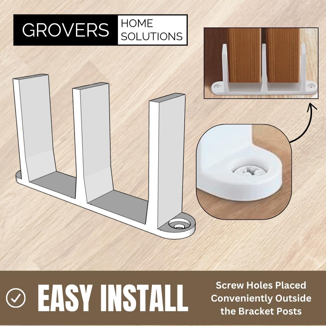 Universal Fit Sliding Closet Door Floor Guide Bracket for 1-3/8" Width Doors (White) by Grovers Home Solutions