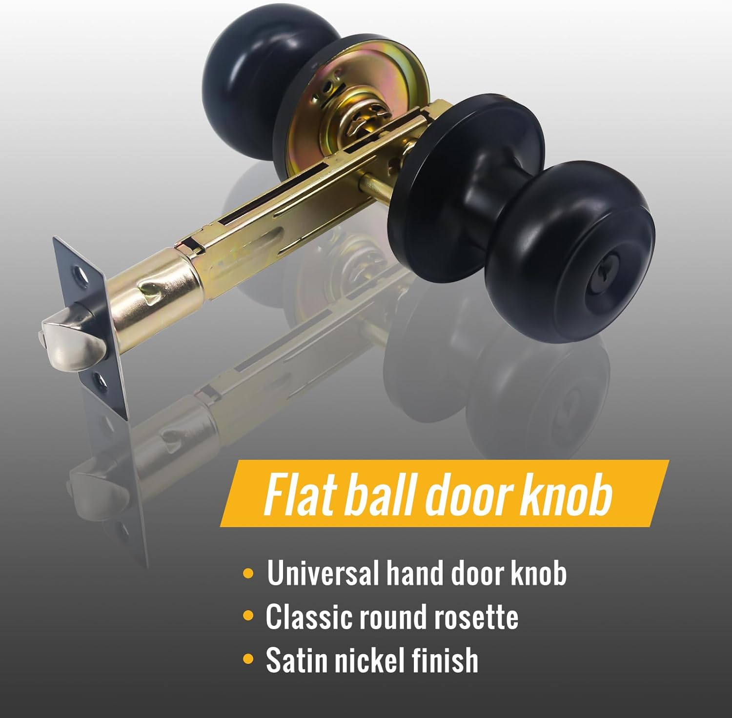 Universal Fit Teilmix 5" Backset Door Latch with Keyed Knobset and Square Corner Faceplate - Black