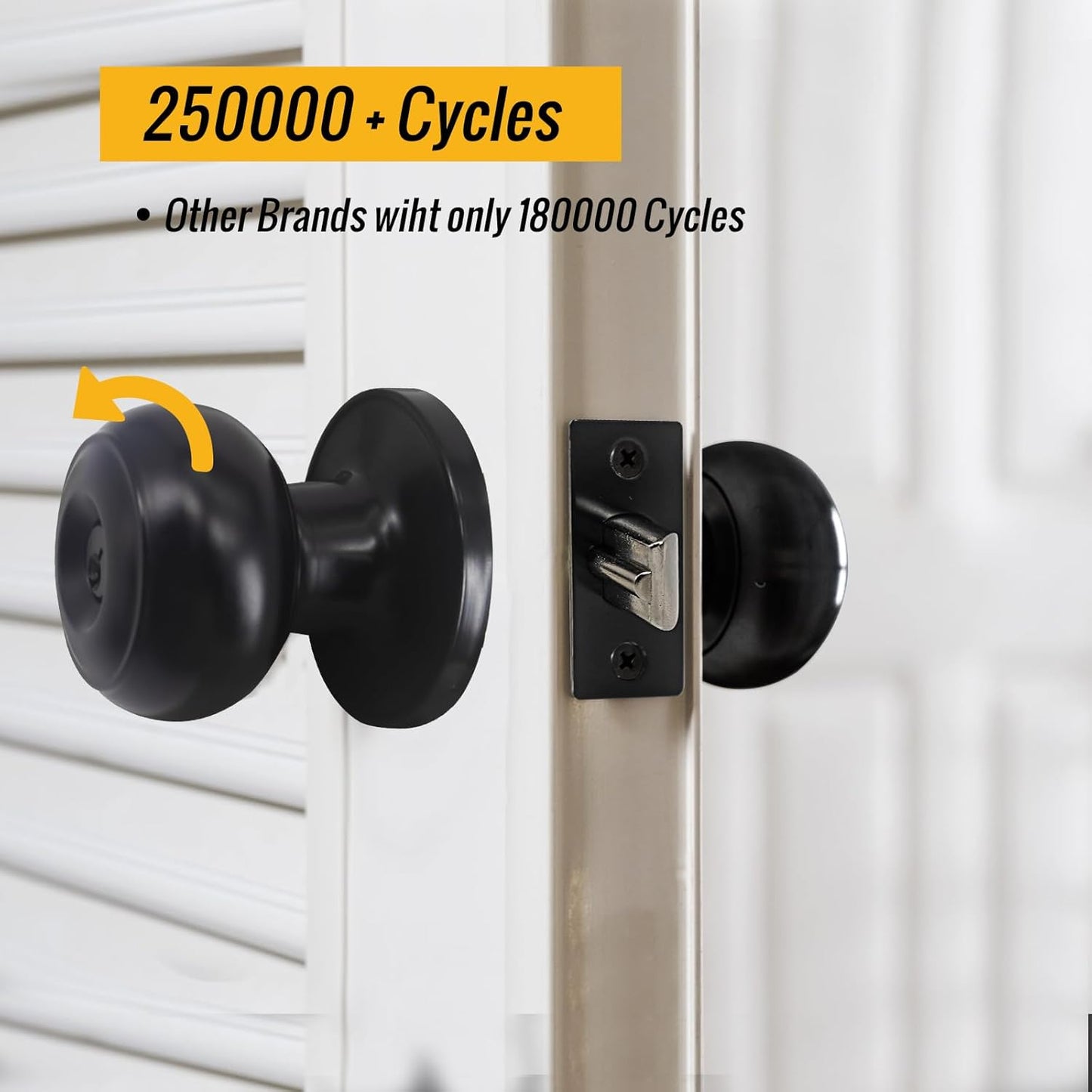 Universal Fit Teilmix 5" Backset Door Latch with Keyed Knobset and Square Corner Faceplate - Black