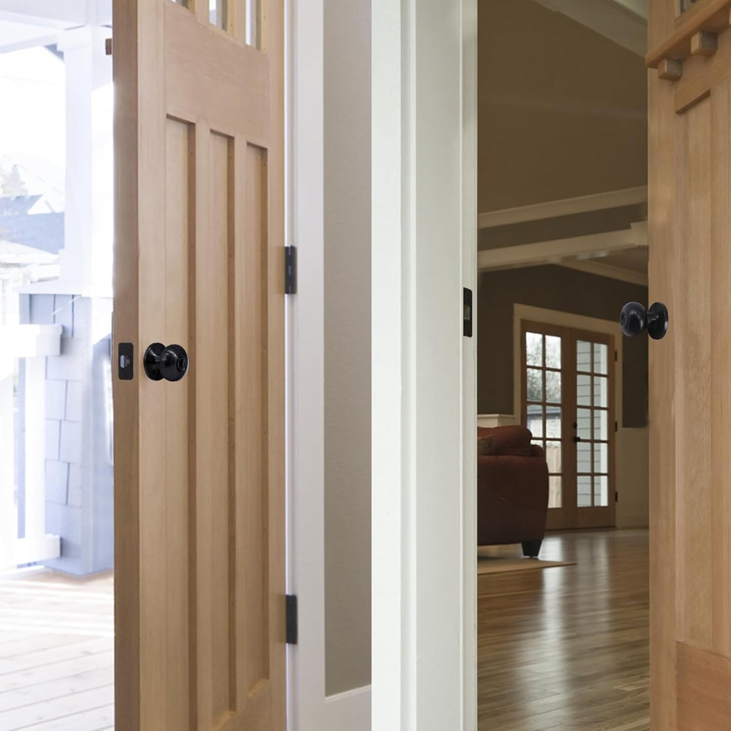 Universal Fit Teilmix 5" Backset Door Latch with Keyed Knobset and Square Corner Faceplate - Black