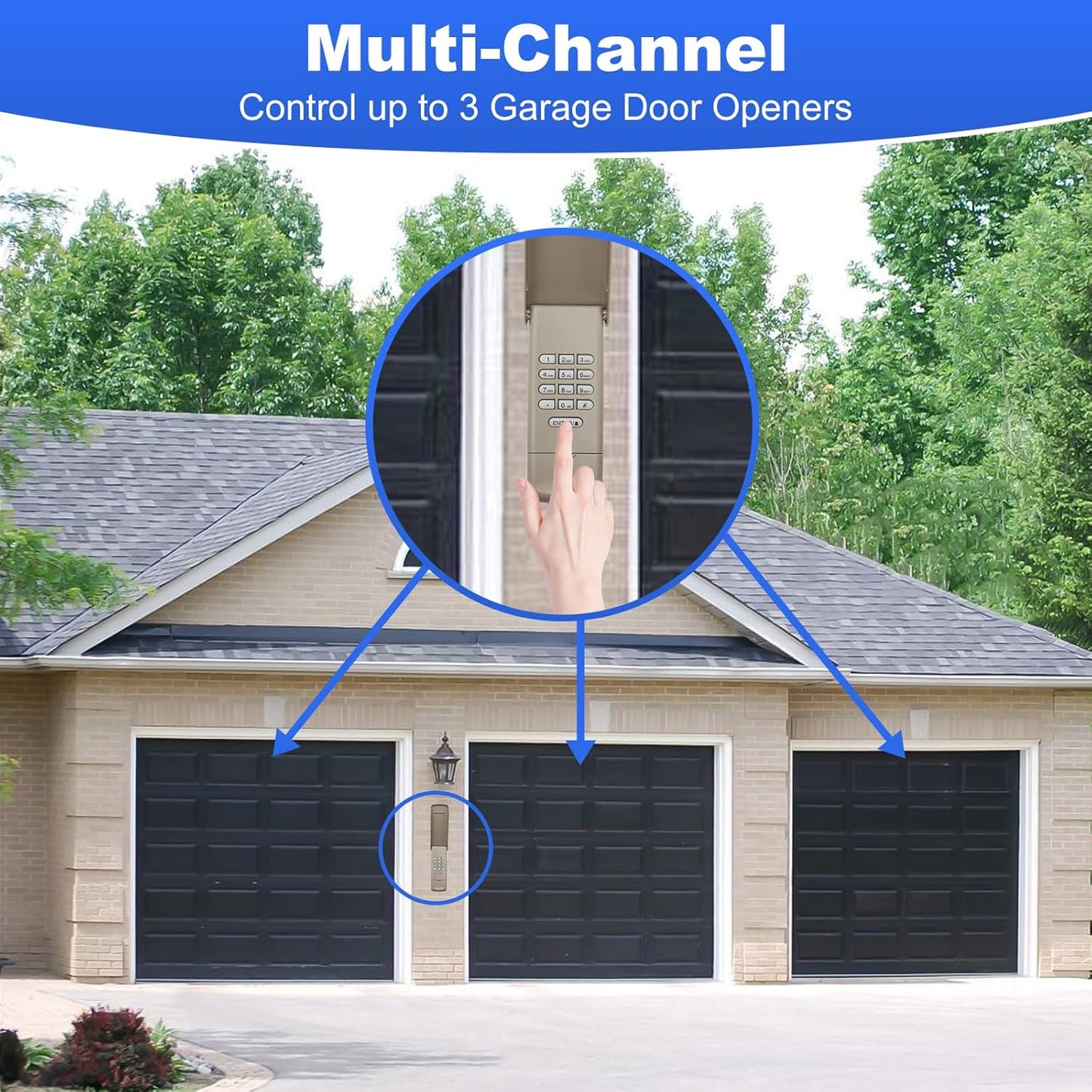 Universal Garage Door Opener Keypad Compatible with Liftmaster, Chamberlain, Craftsman Openers - Replaces G940EV-P2, 878max, 877max - Features Color-Coded Learn Button